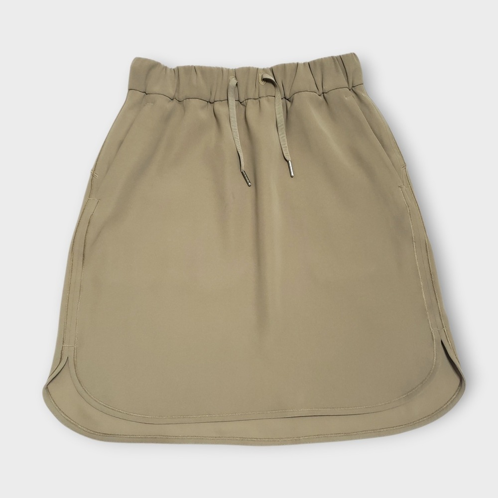 Lululemon On the Fly Woven Skirt Sz 6 Artifact Brown Athletic Drawstring LW8A87S